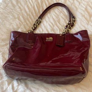 Red patent leather Coach purse